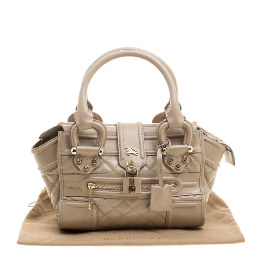 Burberry Beige Quilted Leather Mini Manor Satchel 8