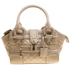 Burberry Beige Quilted Leather Mini Manor Satchel