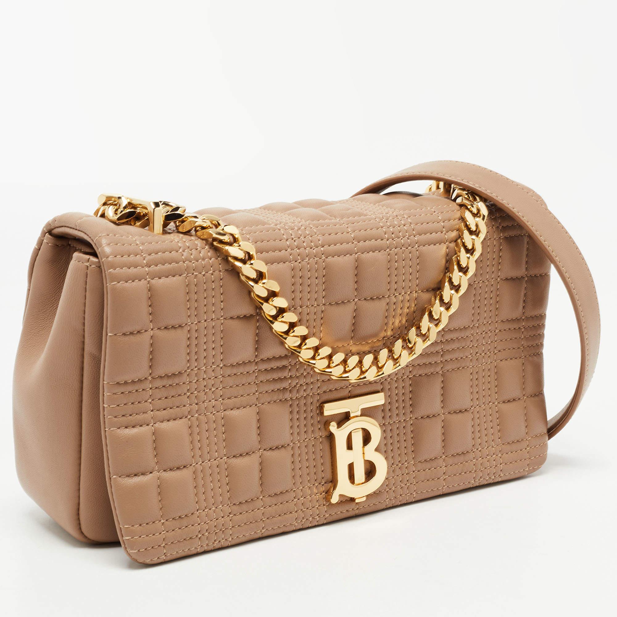 Women's Burberry Beige Quilted Leather Small Lola Shoulder Bag