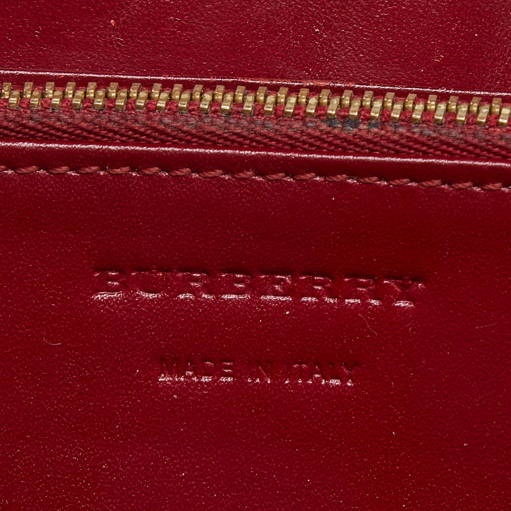Burberry Beige/Red Haymarket Check Coated Canvas Zip Around Wallet 2