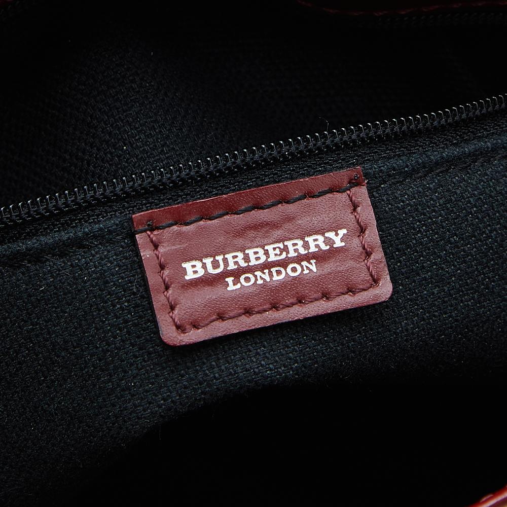 Burberry Beige/Red Haymarket Check PVC And Leather Tote 3