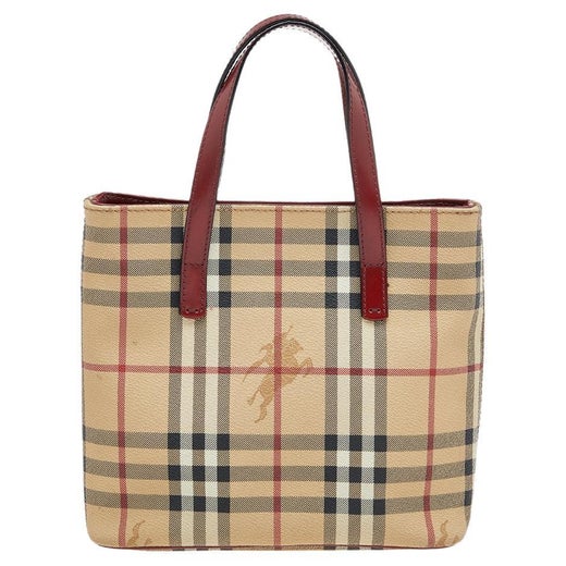 Burberry Dark Brown/Beige Haymarket Check PVC and Leather WIllenmore ...
