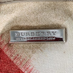 BURBERRY Beige Rot karierte Canvas Tote Handtasche