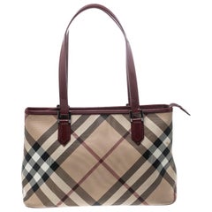 Burberry Beige/Red Supernova PVC and Patent Leather Small Nickie Tote