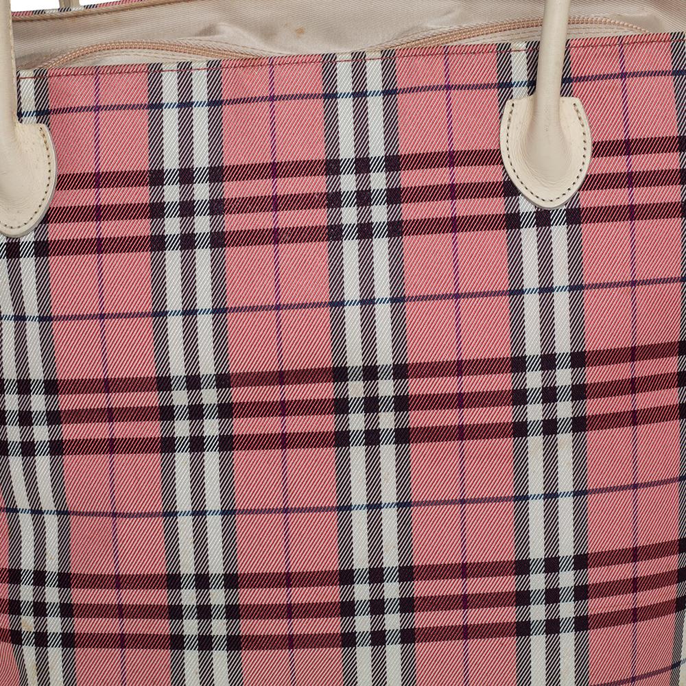 Burberry Beige/Red Vintage Check Canvas Medium Reversible Giant Tote 3