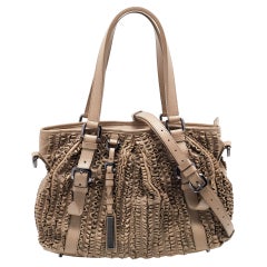 Burberry Beige Ruffled Leather Lowry Tote