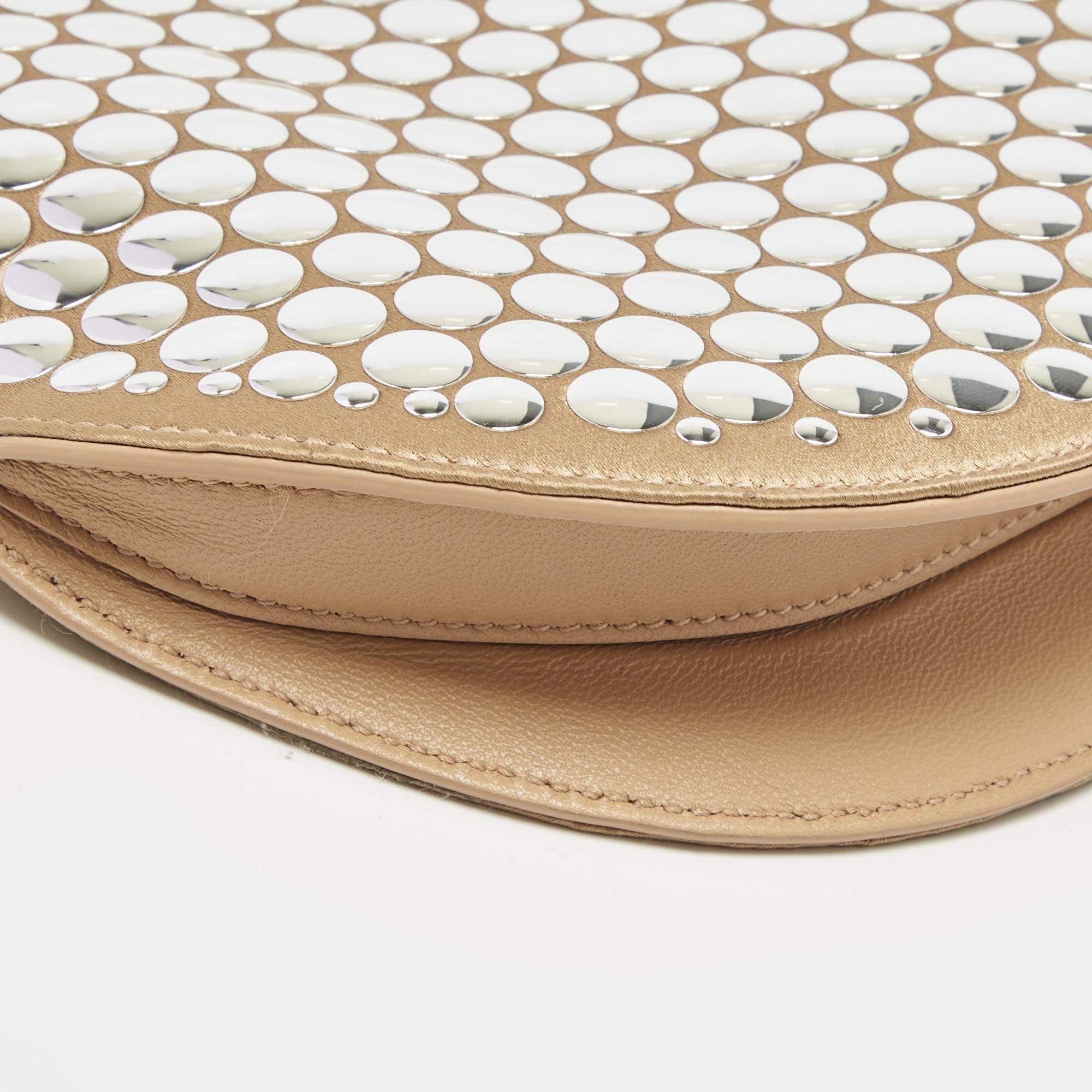 Burberry Beige Satin and Leather Olympia Studded Clutch 2