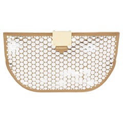 Burberry Beige Satin and Leather Olympia Studded Clutch