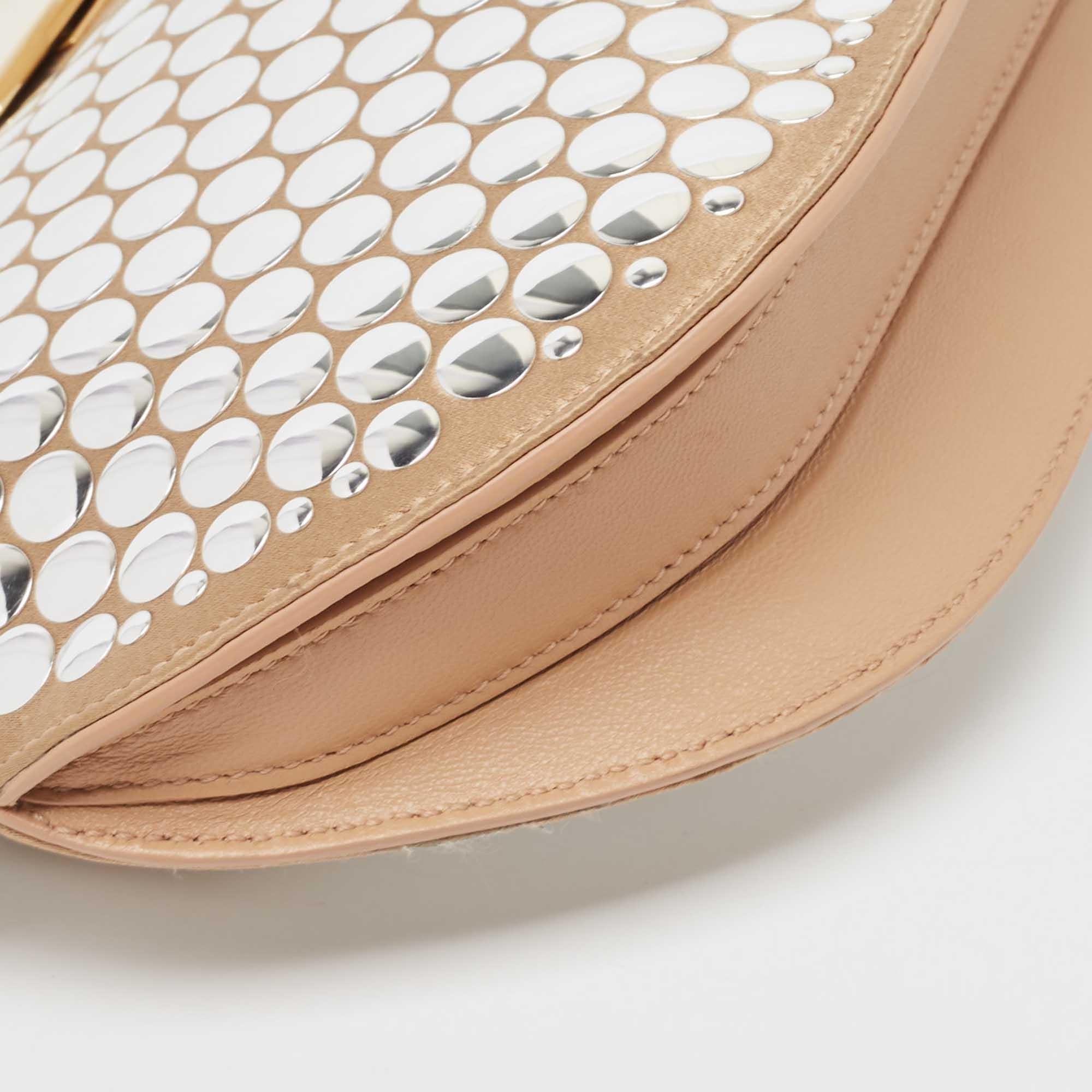 Burberry Beige Satin Studded Olympia Clutch For Sale 1