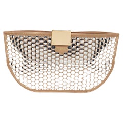 Burberry Beige Satin Studded Olympia Clutch