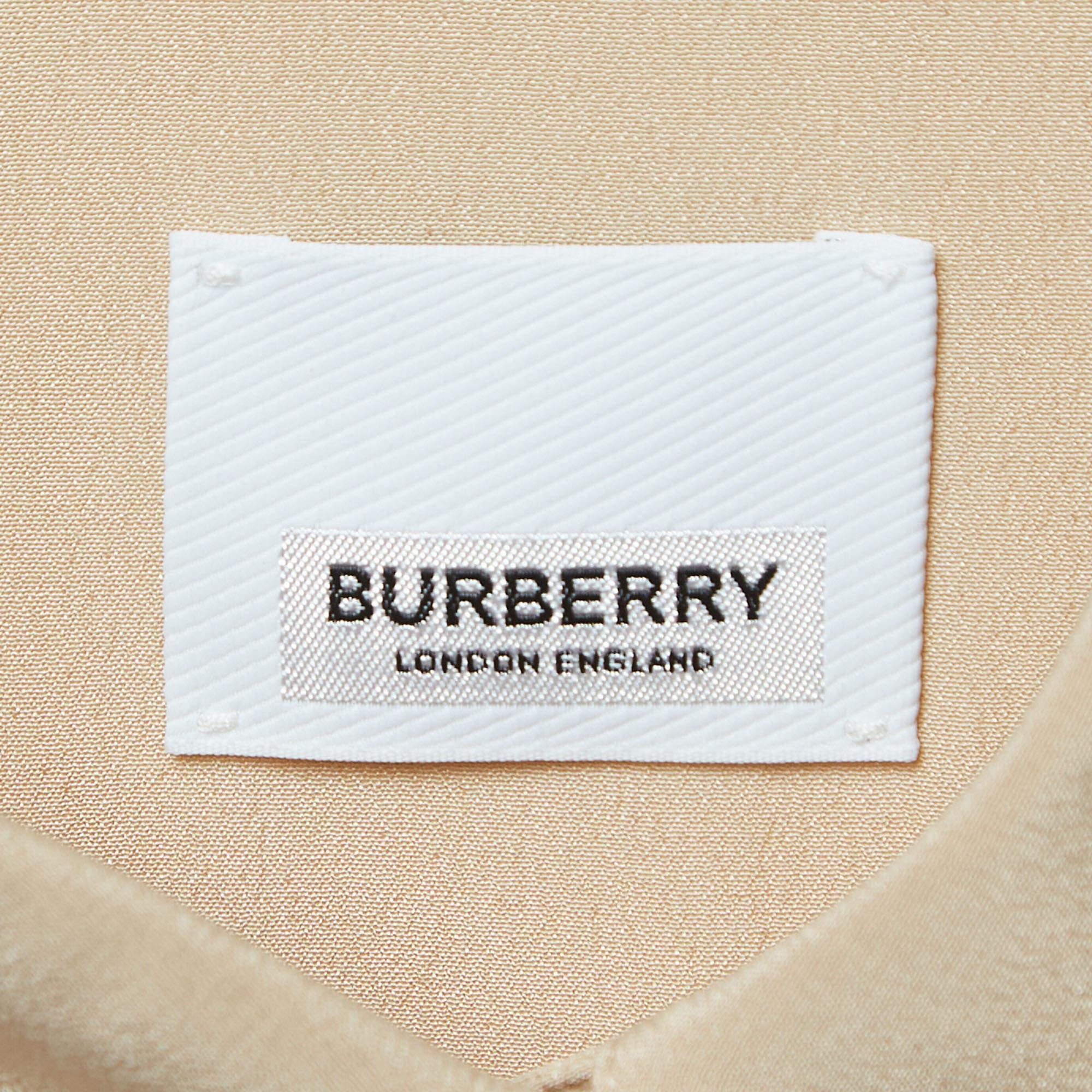 Beige Burberry - Camicetta senza maniche con abbottonatura ad A in seta beige S in vendita