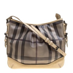 Used Burberry Beige Smoke Check PVC and Leather Crossbody Bag