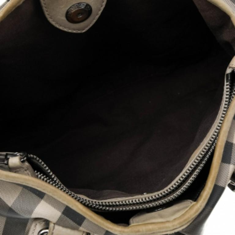 Burberry Beige Smoke Check PVC and Leather Northfield Tote 6