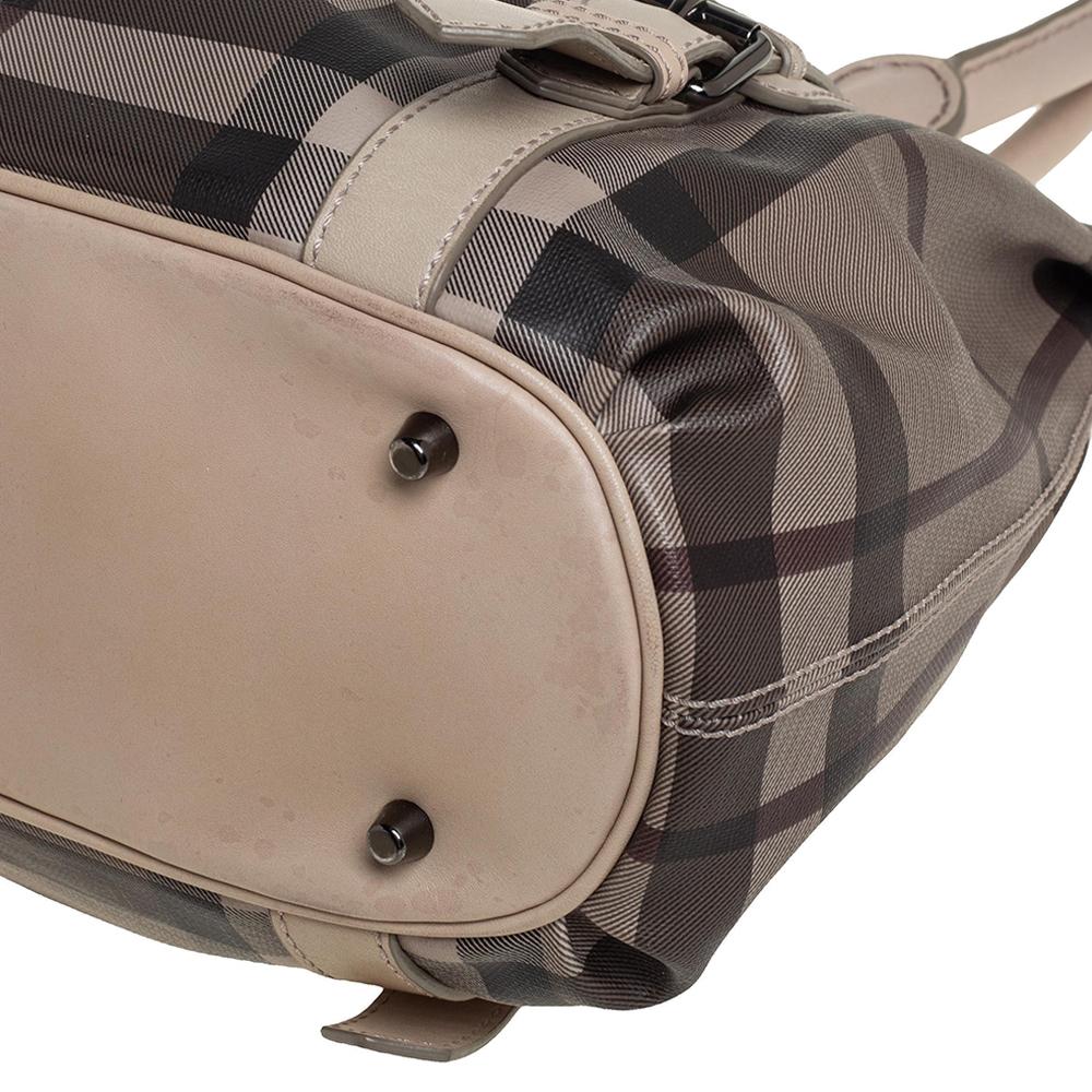 Burberry Beige Smoke Check PVC und Leder Northfield Tote 7