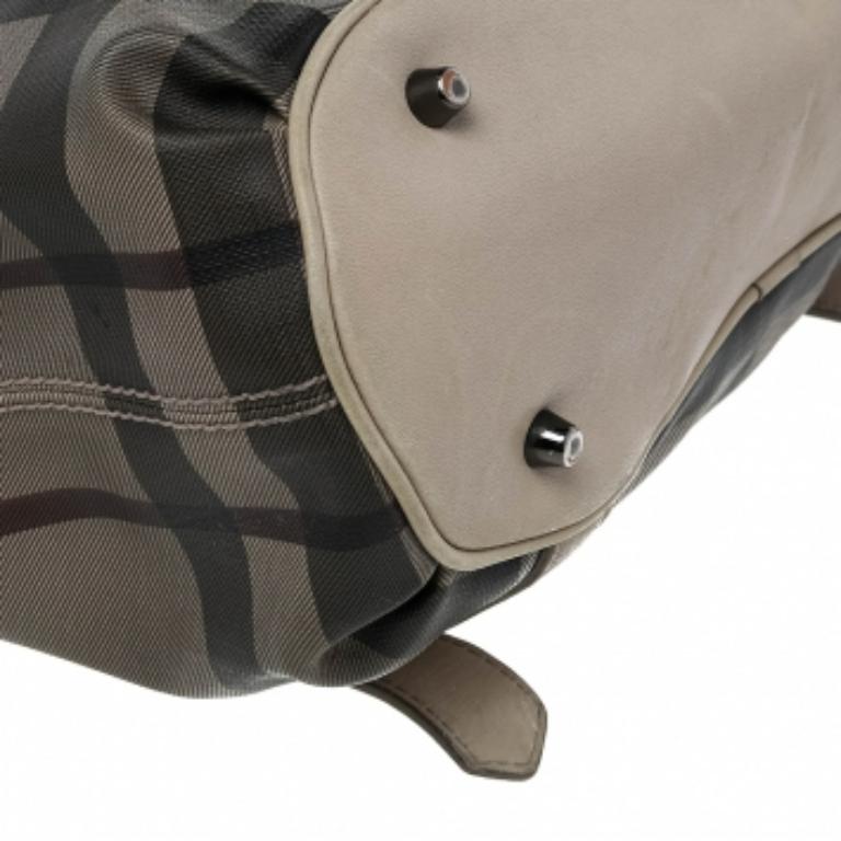 Women's Burberry Beige Smoke Check PVC and Leather Northfield Tote