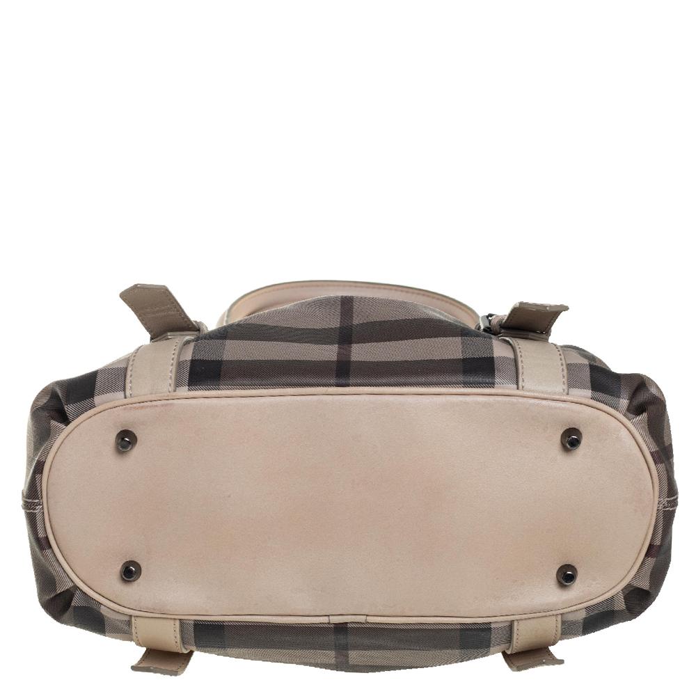 Burberry Beige Smoke Check PVC und Leder Northfield Tote 1