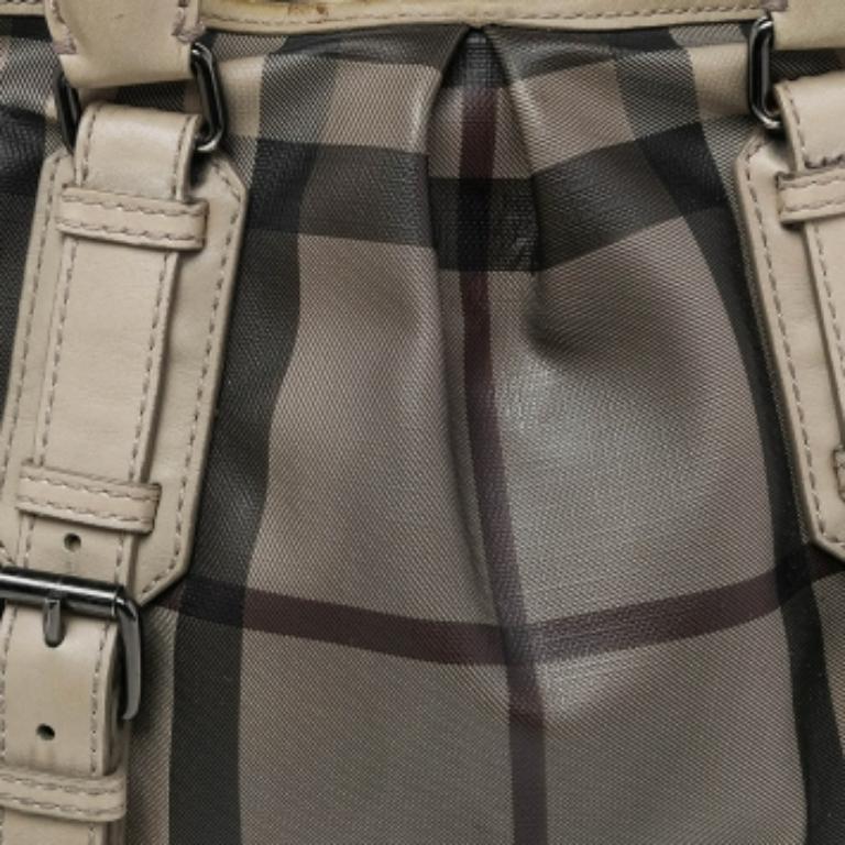 Burberry Beige Smoke Check PVC and Leather Northfield Tote 2