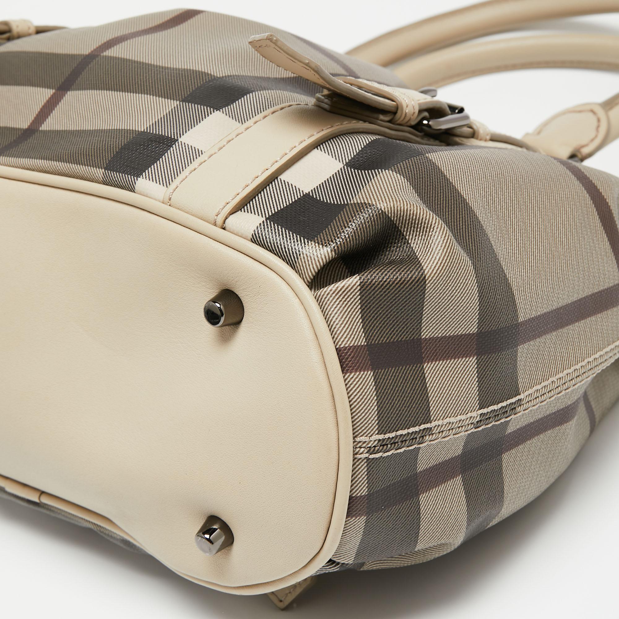 Burberry Beige Smoke Check PVC and Leather Northfield Tote 2