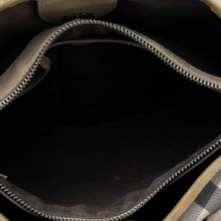 Burberry Beige Smoke Check PVC and Leather Northfield Tote 5