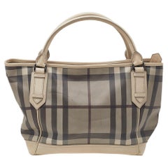 Burberry Beige Smoke Check PVC And Leather Tote