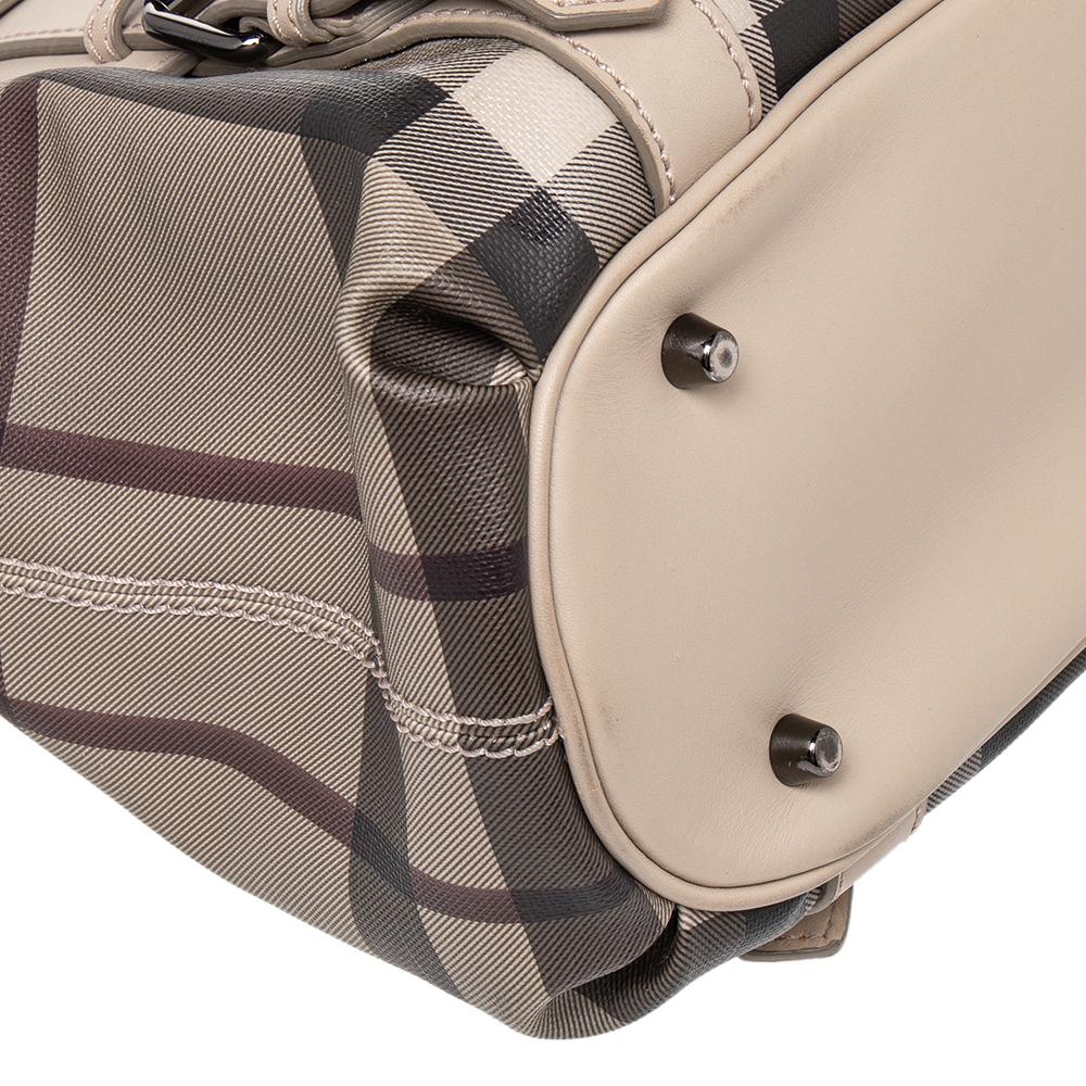 Burberry Beige Smoked Check Coated Canvas Small Northfield Tote 4