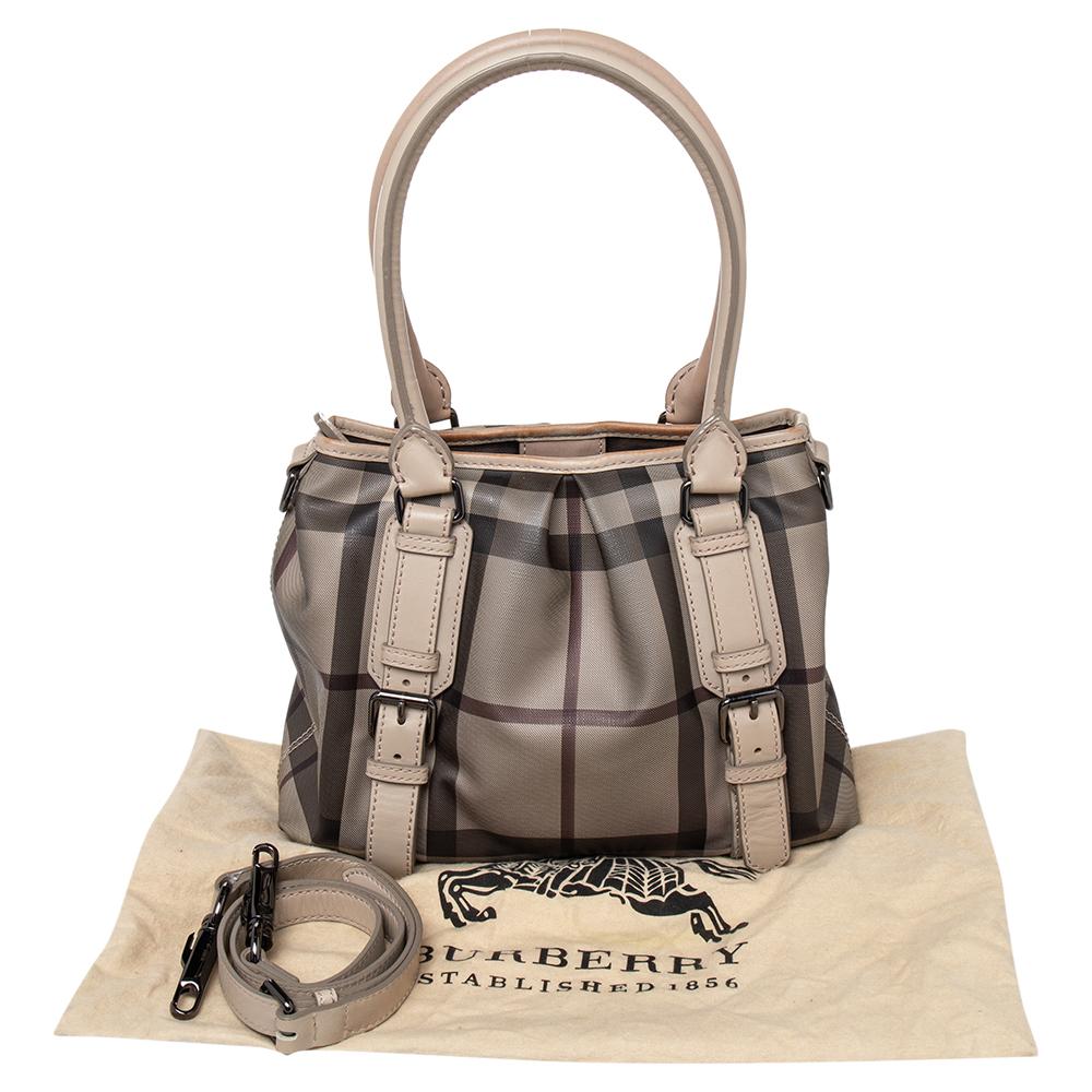 Burberry Beige Smoked Check Coated Canvas Small Northfield Tote 6