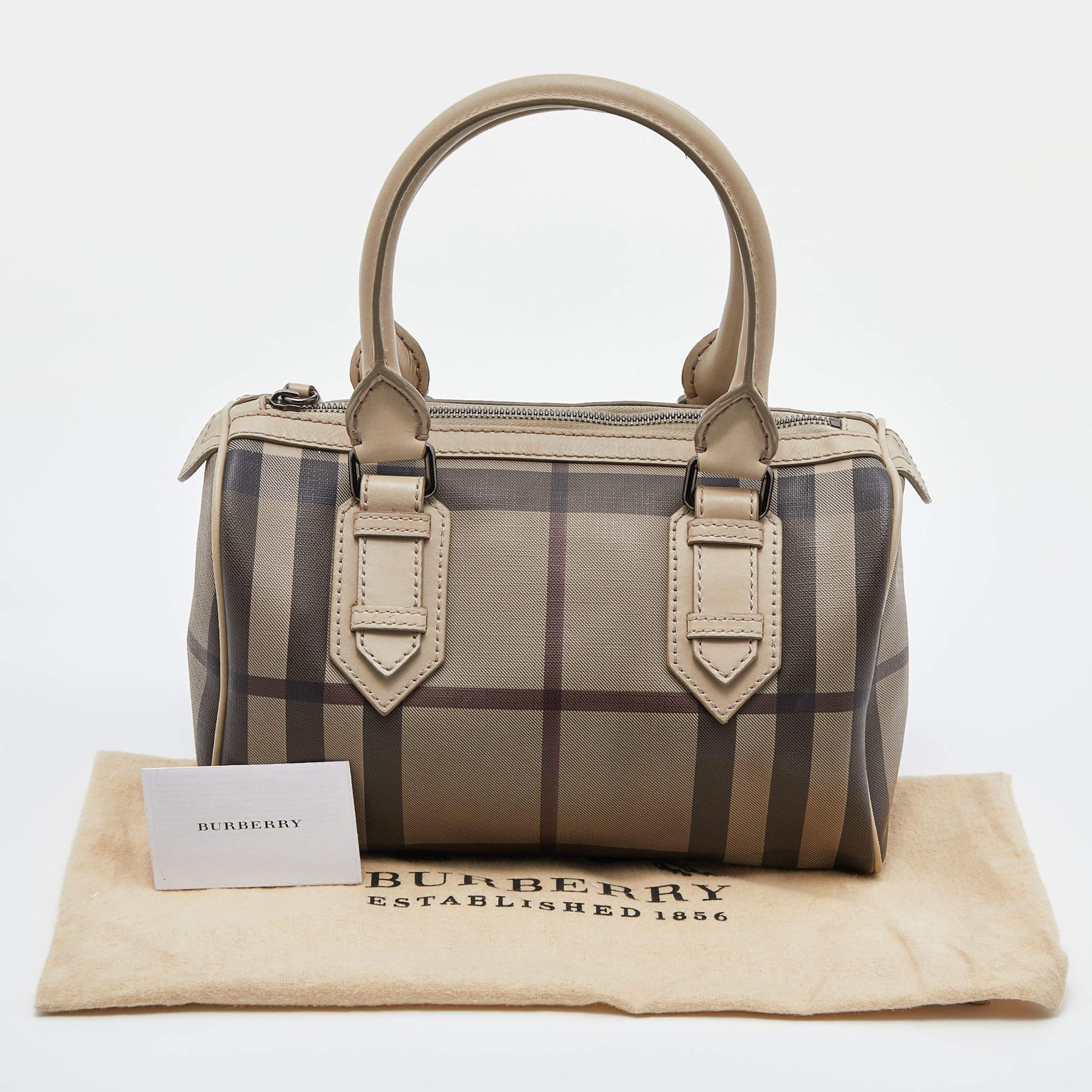 Burberry Beige Smoked Check PVC and Leather Chester Boston Bag 7