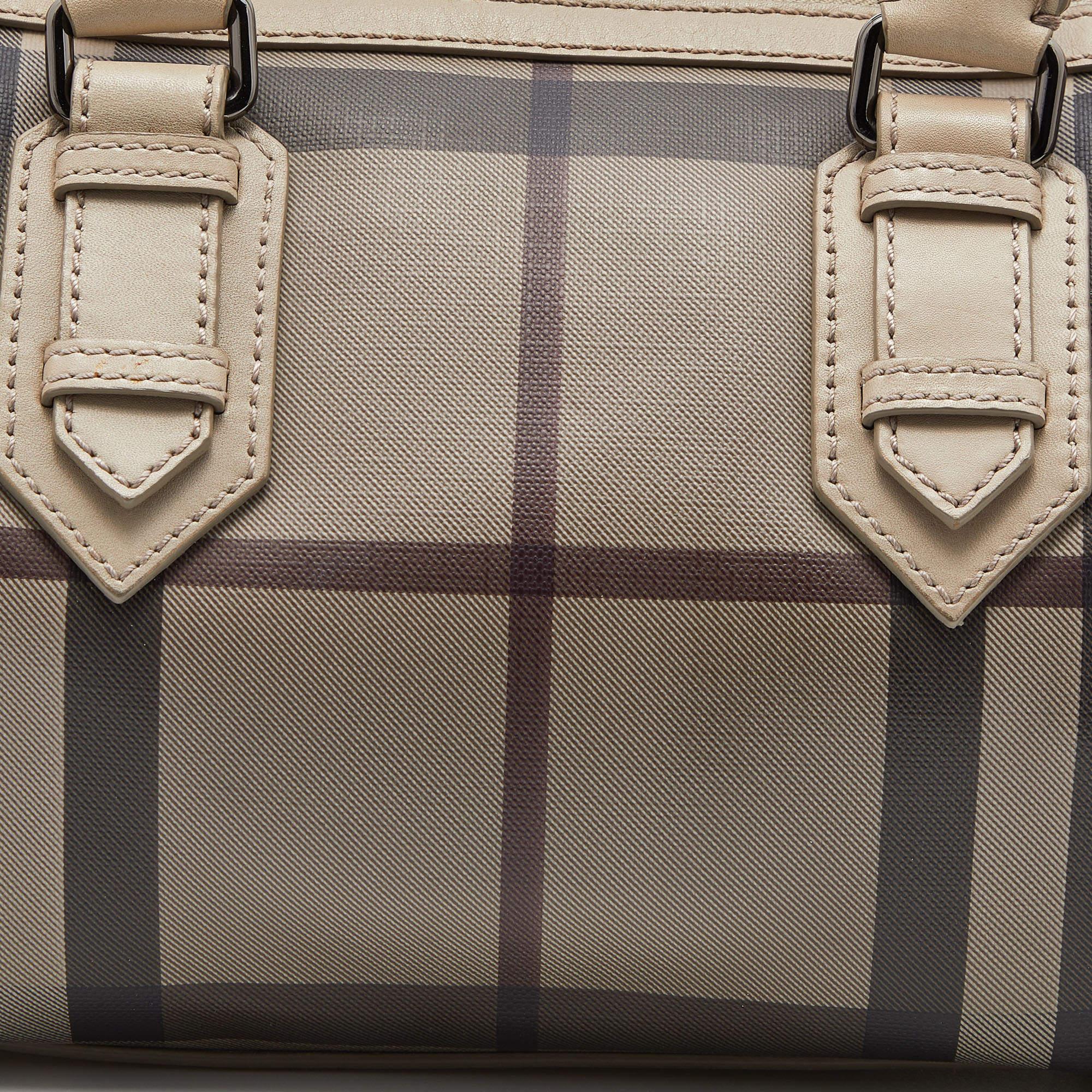 Women's Burberry Beige Smoked Check PVC and Leather Chester Boston Bag