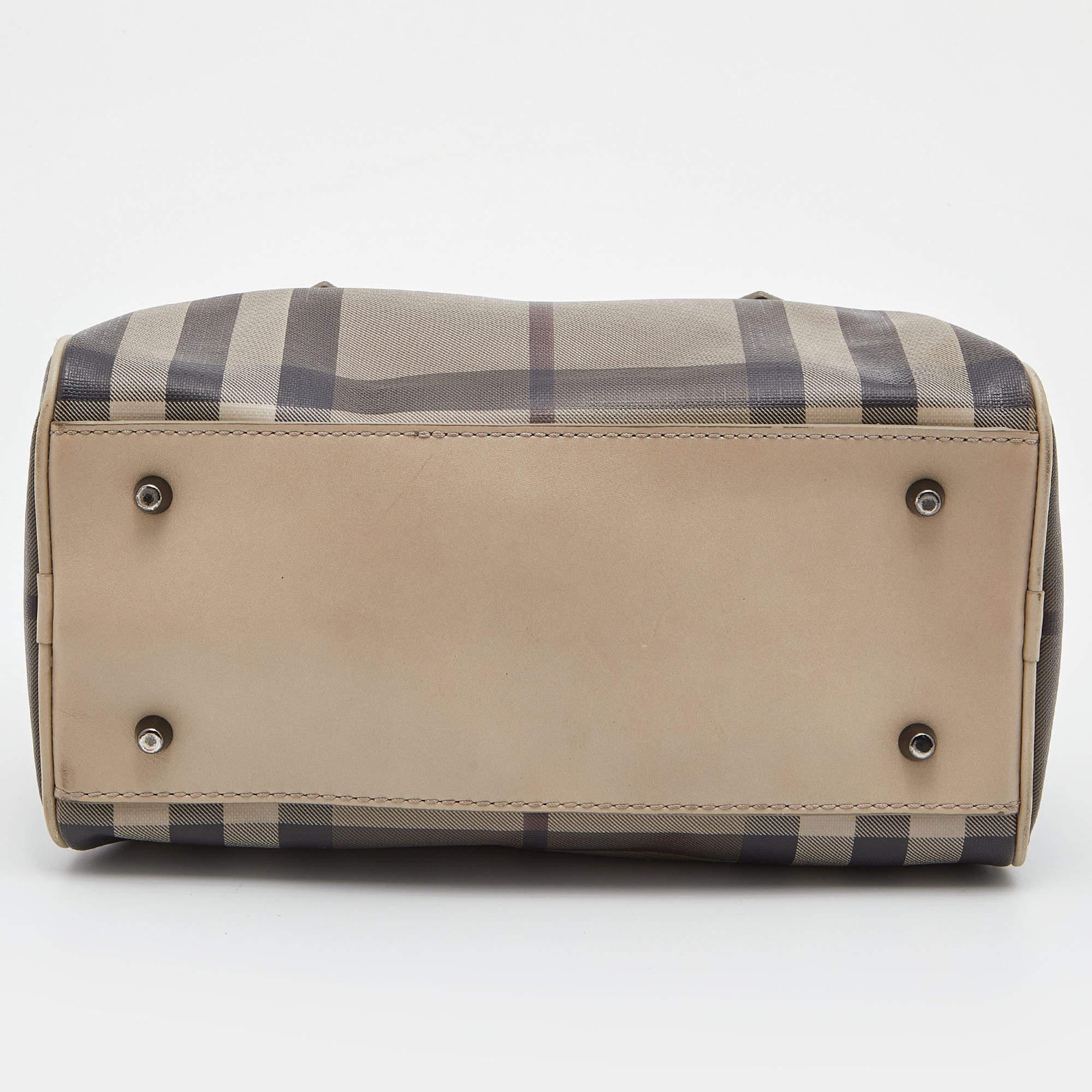 Burberry Beige Smoked Check PVC and Leather Chester Boston Bag 2
