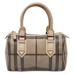 Burberry Beige Smoked Check PVC and Leather Chester Boston Bag