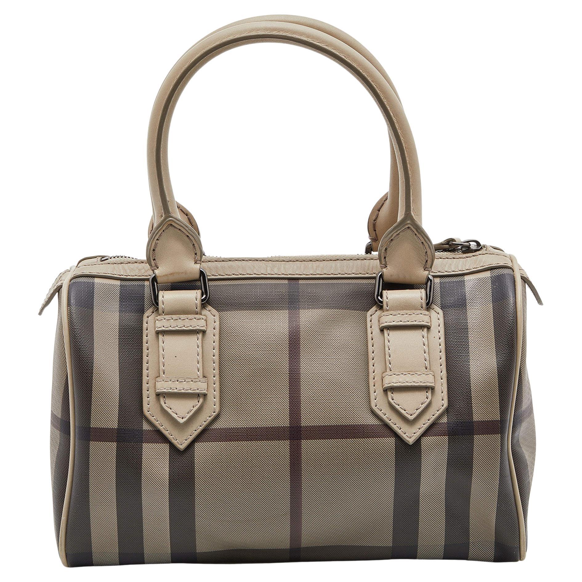 Burberry Beige Smoked Check PVC and Leather Chester Boston Bag