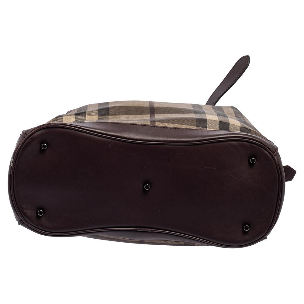 Burberry Beige Geräuchertes Karo PVC und Leder Walden Hobo Damen