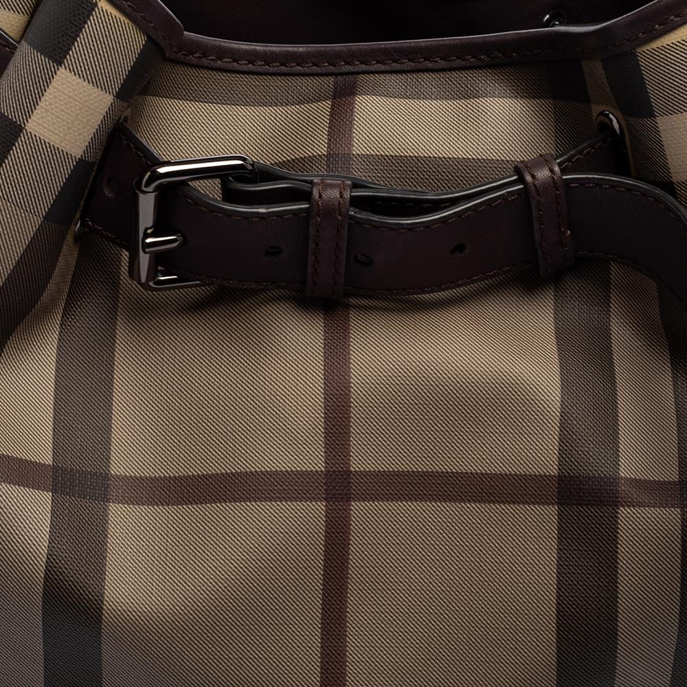 Burberry Beige Geräuchertes Karo PVC und Leder Walden Hobo 1