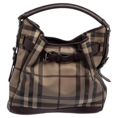 Burberry Beige Geräuchertes Karo PVC und Leder Walden Hobo