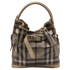 Burberry Beige Smoked Check PVC and Leather Walden Hobo