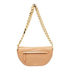 Borsa Olympia piccola in pelle morbida beige di Burberry