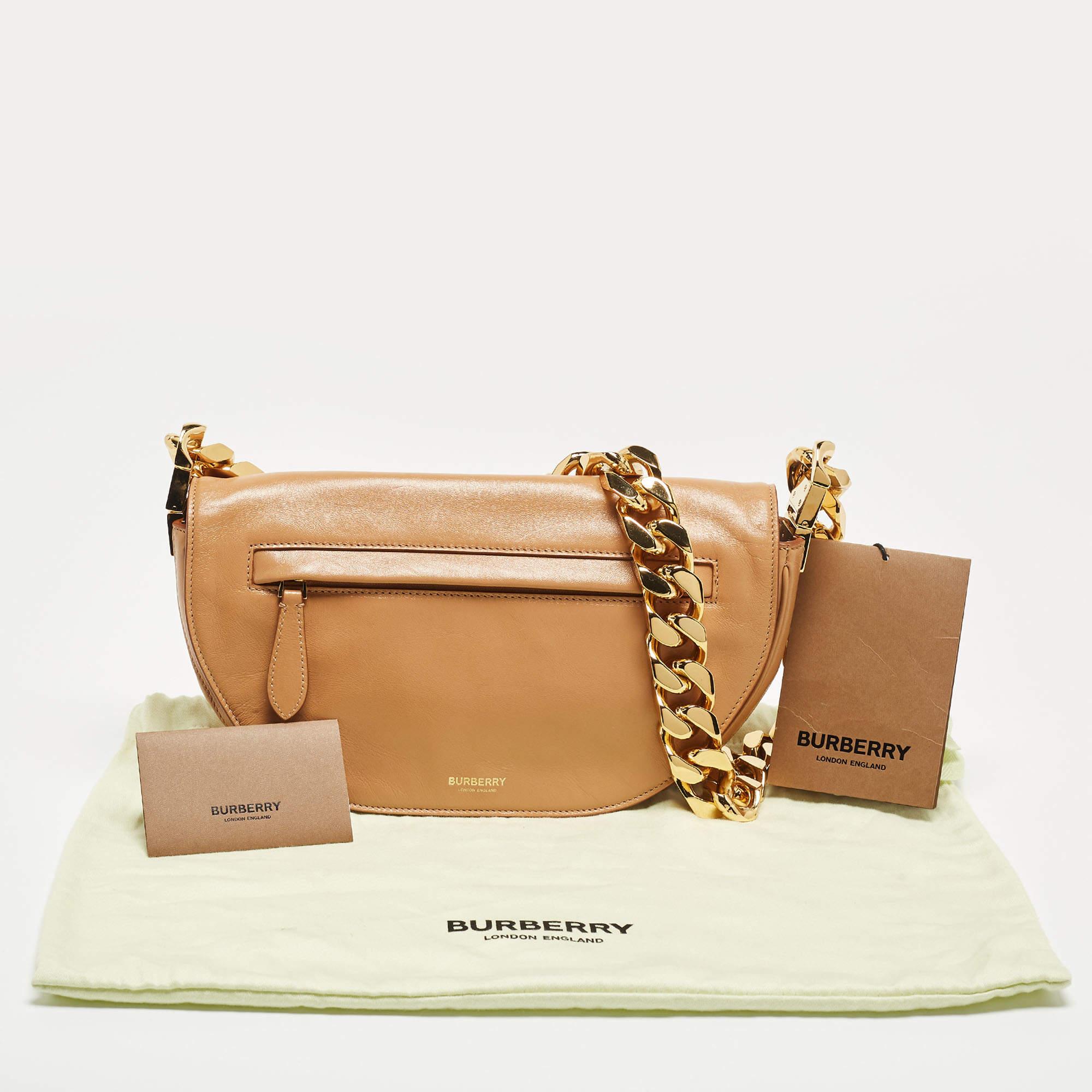 Burberry Beige Soft Leather Small Olympia Shoulder Bag For Sale 7