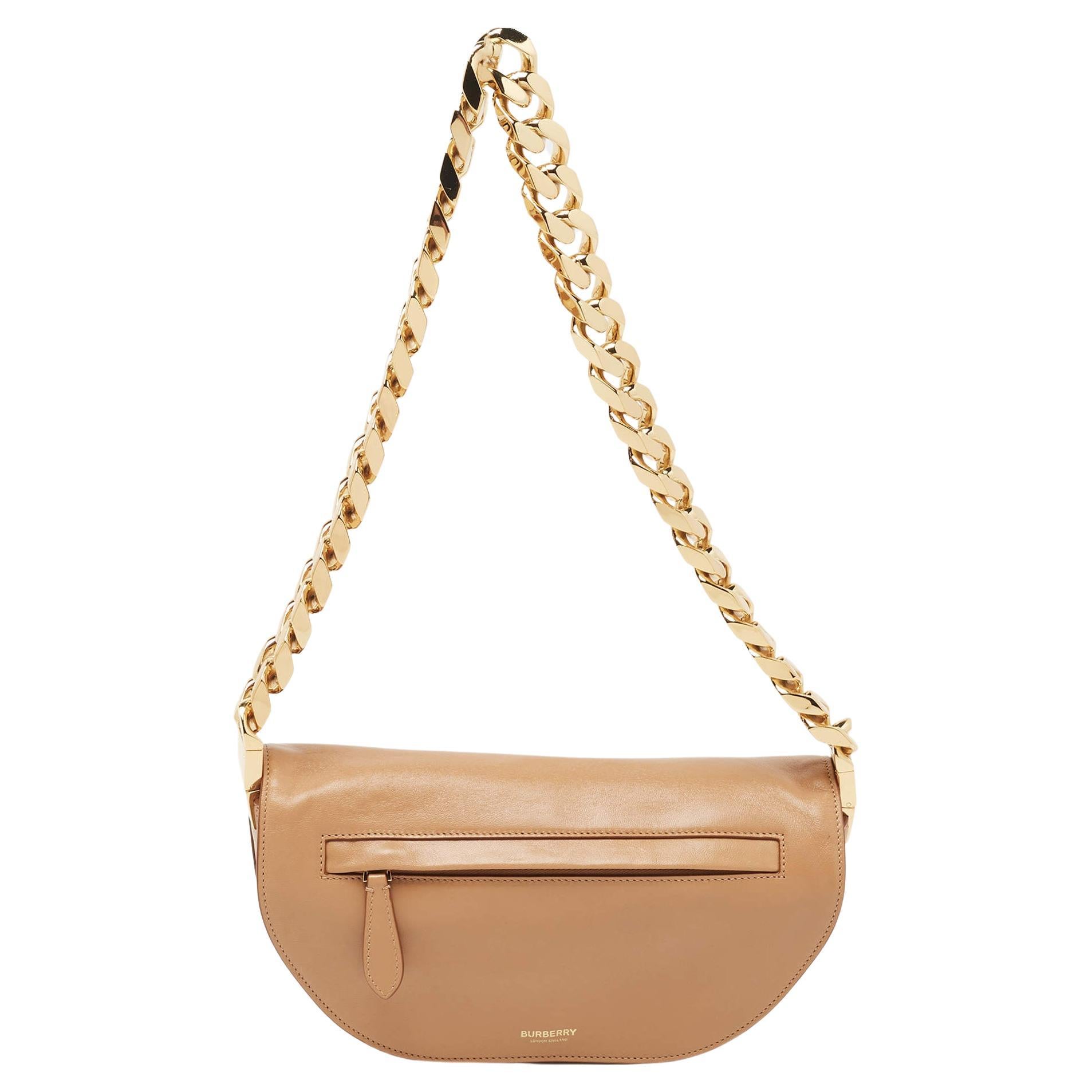 Burberry Beige Soft Leather Small Olympia Shoulder Bag