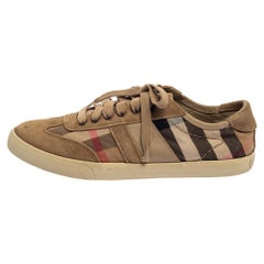 Burberry Beige Suede And Canvas Low Top Sneakers Size 41