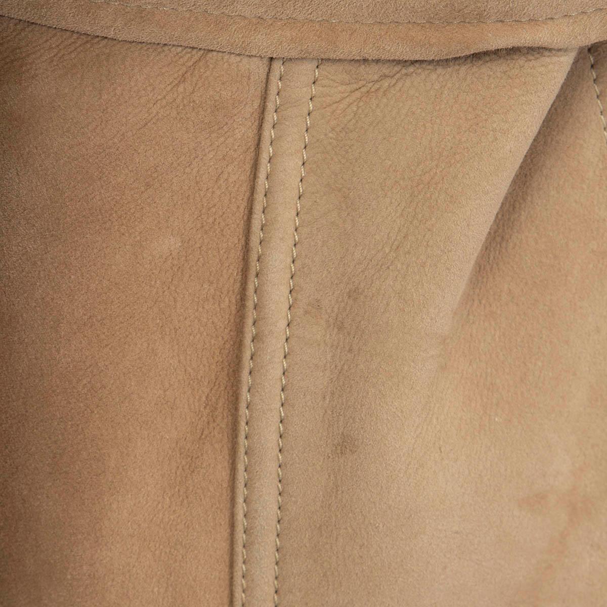 BURBERRY beige suede SHEARLING TRENCH Coat Jacket 8 S 3