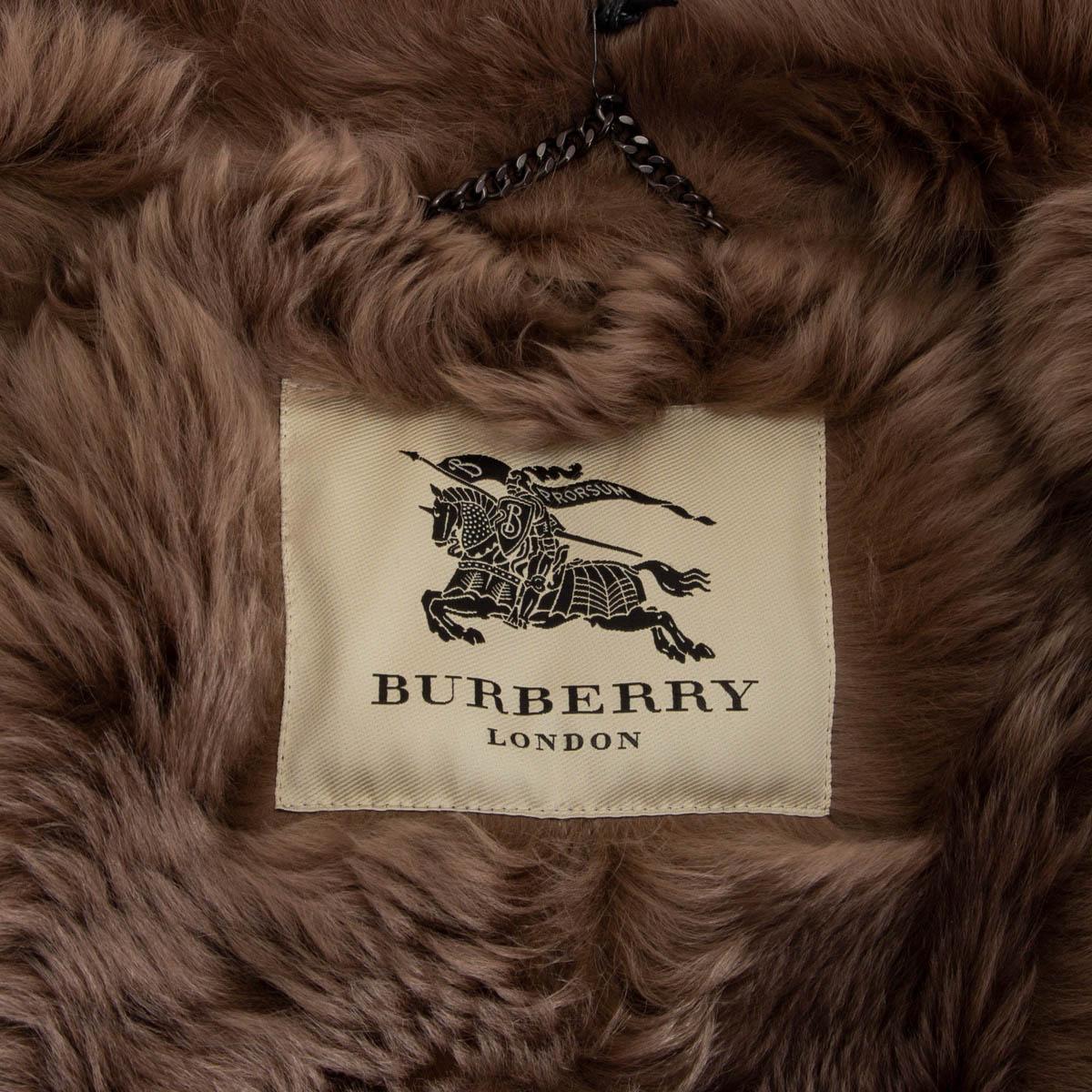 BURBERRY beige suede SHEARLING TRENCH Coat Jacket 8 S 4