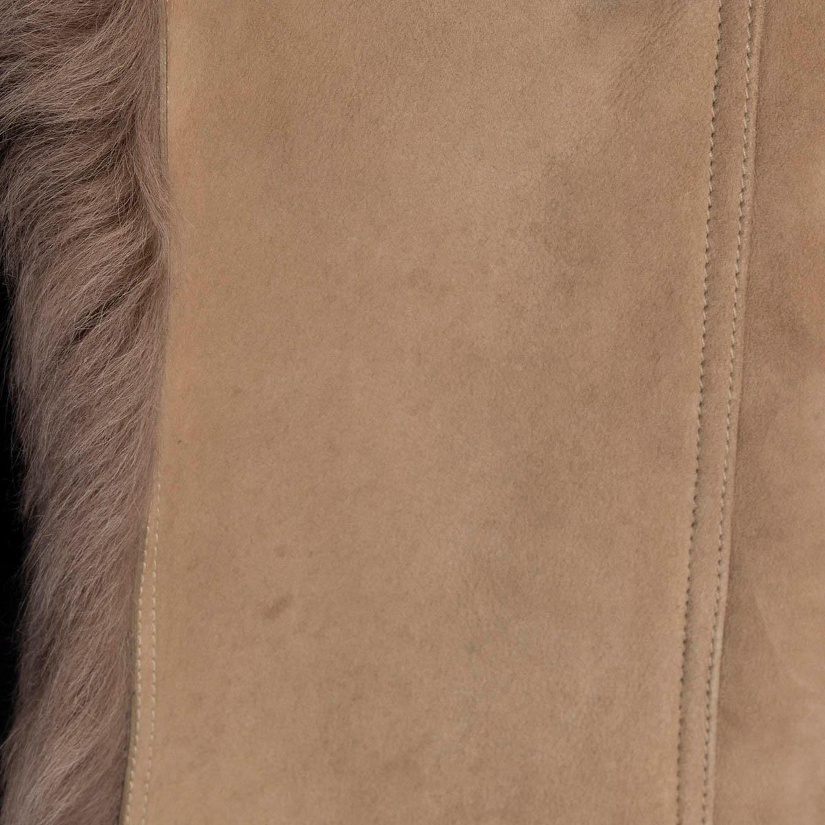 Women's BURBERRY beige suede SHEARLING TRENCH Coat Jacket 8 S