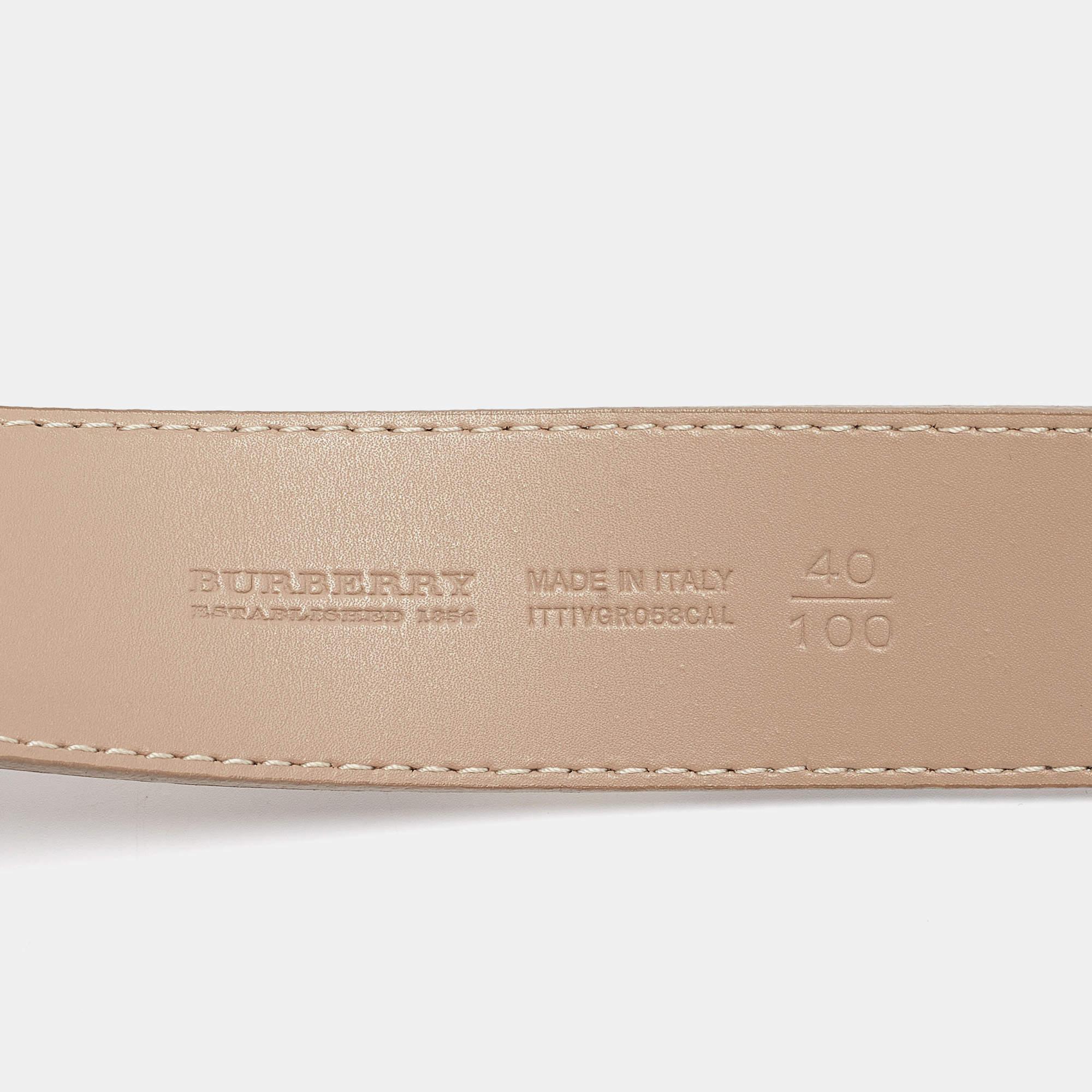 Men's Burberry Beige Supernova Check Coated Canvas Buckle Belt 100 CM