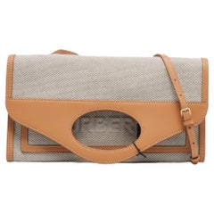 Burberry Beige/Tan Canvas and Leather Small Pocket Strap Clutch