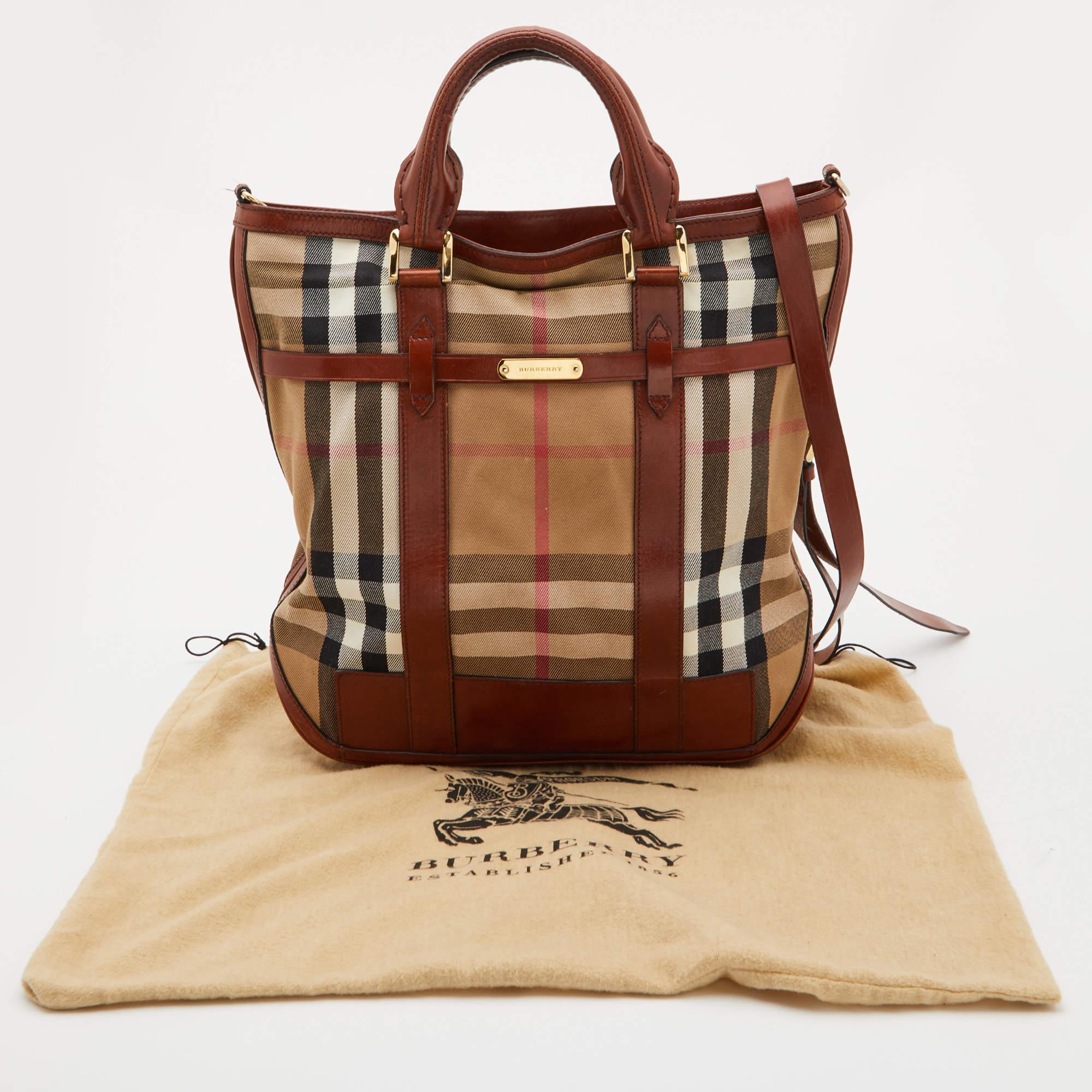 Burberry Beige/Tan House Check Canvas and Leather Hobo 16