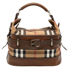 Burberry Beige/Tan House Check Canvas and Leather Hobo