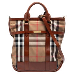 Burberry Beige/Tan House Check Canvas and Leather Tote
