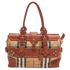 Burberry Beige/Tan Quilted Nova Check Canvas and Leather Manor Bag