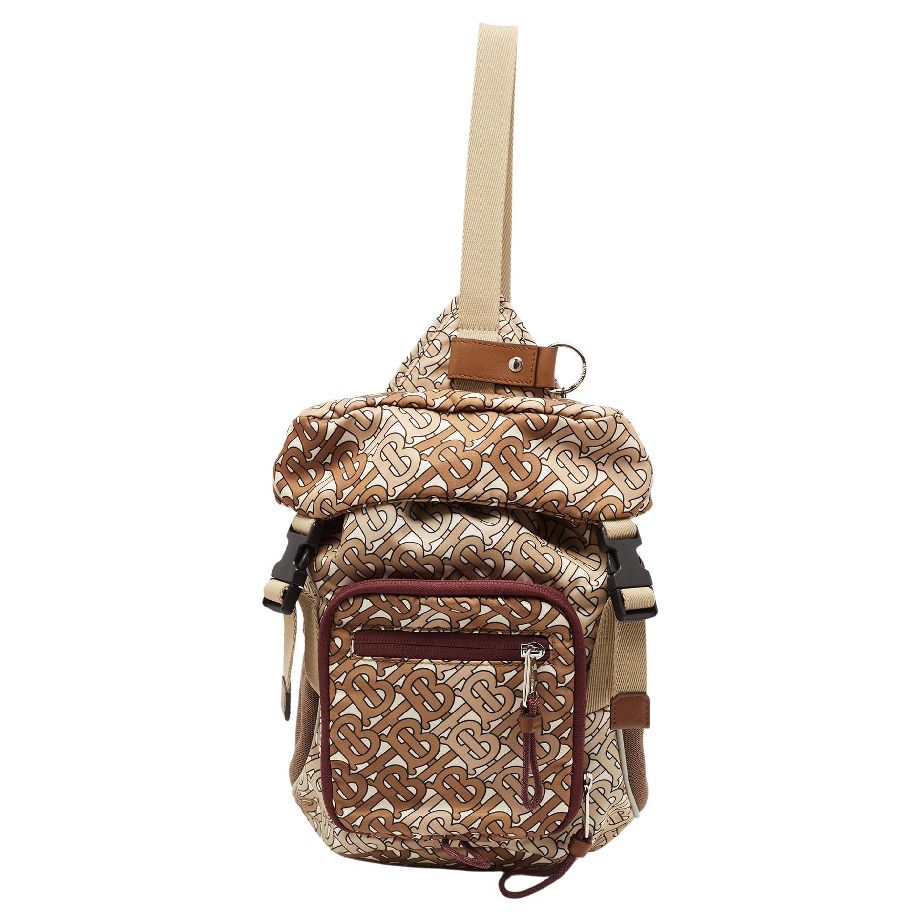 Burberry Beige TB Monogram Nylon Leo Backpack