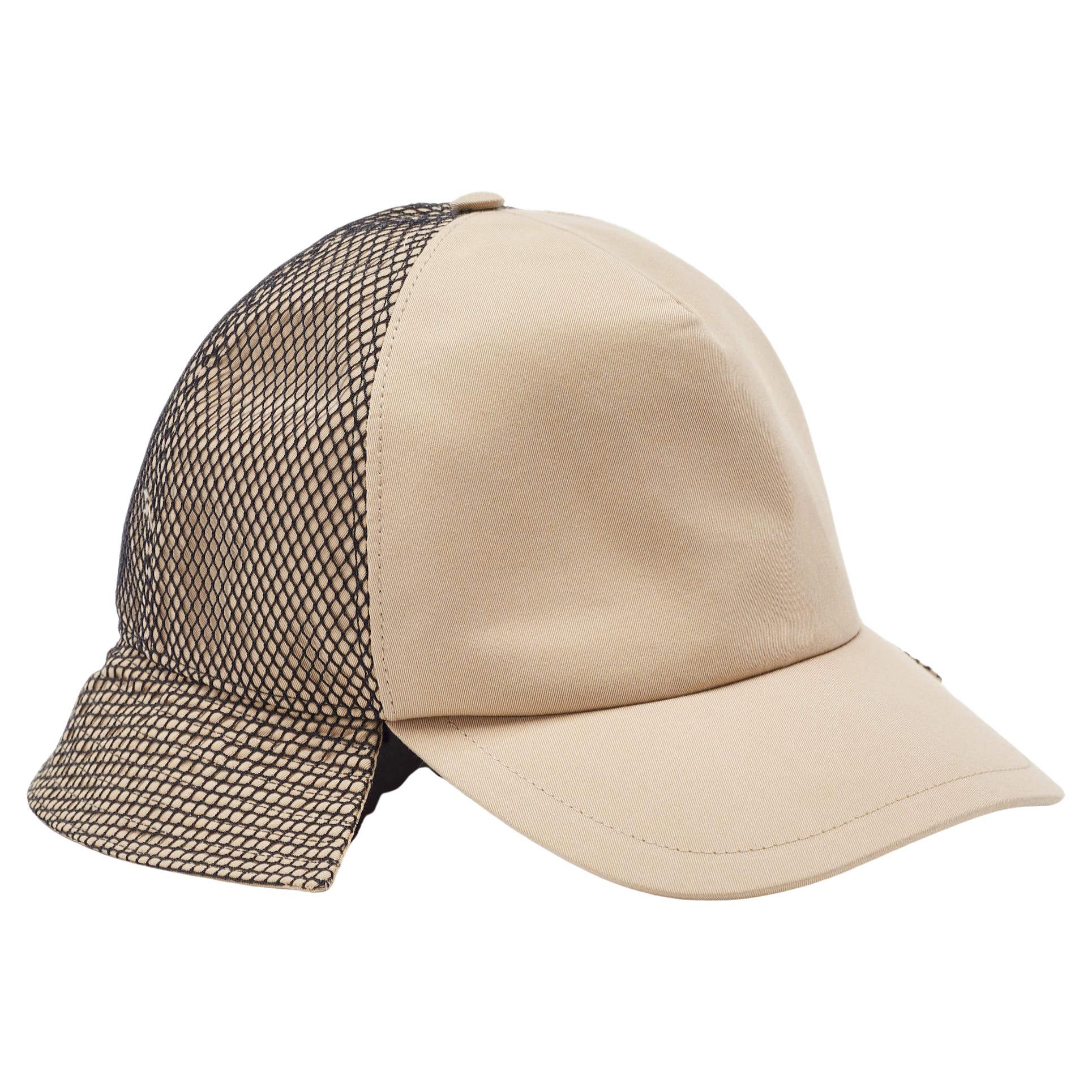 Burberry Beige Trucker Reconstructed Cotton Baseball Cap L For Sale